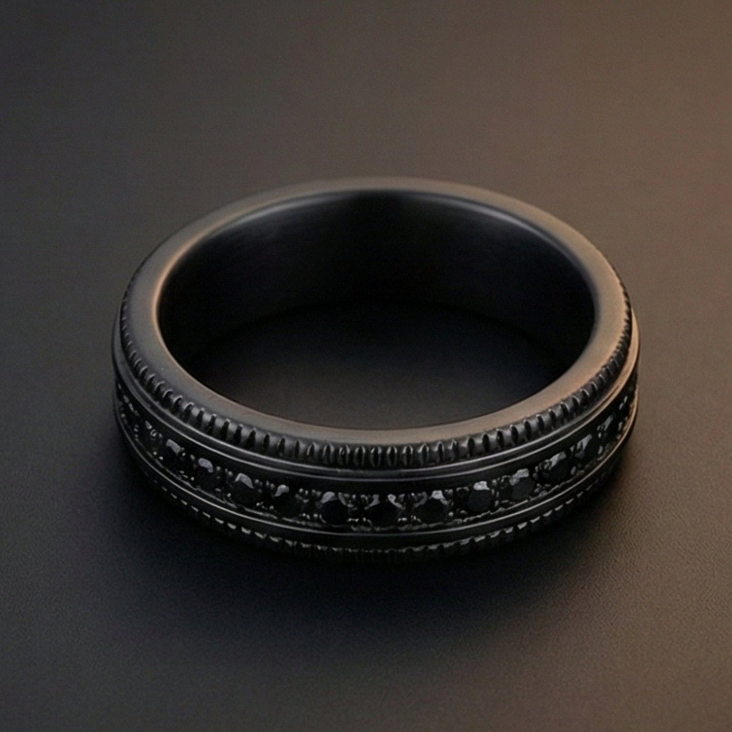 DARK CREST - Pure Stainless Steel Men’s Black-Plated Ring (Size : 17-22-27) - THE MEN THING