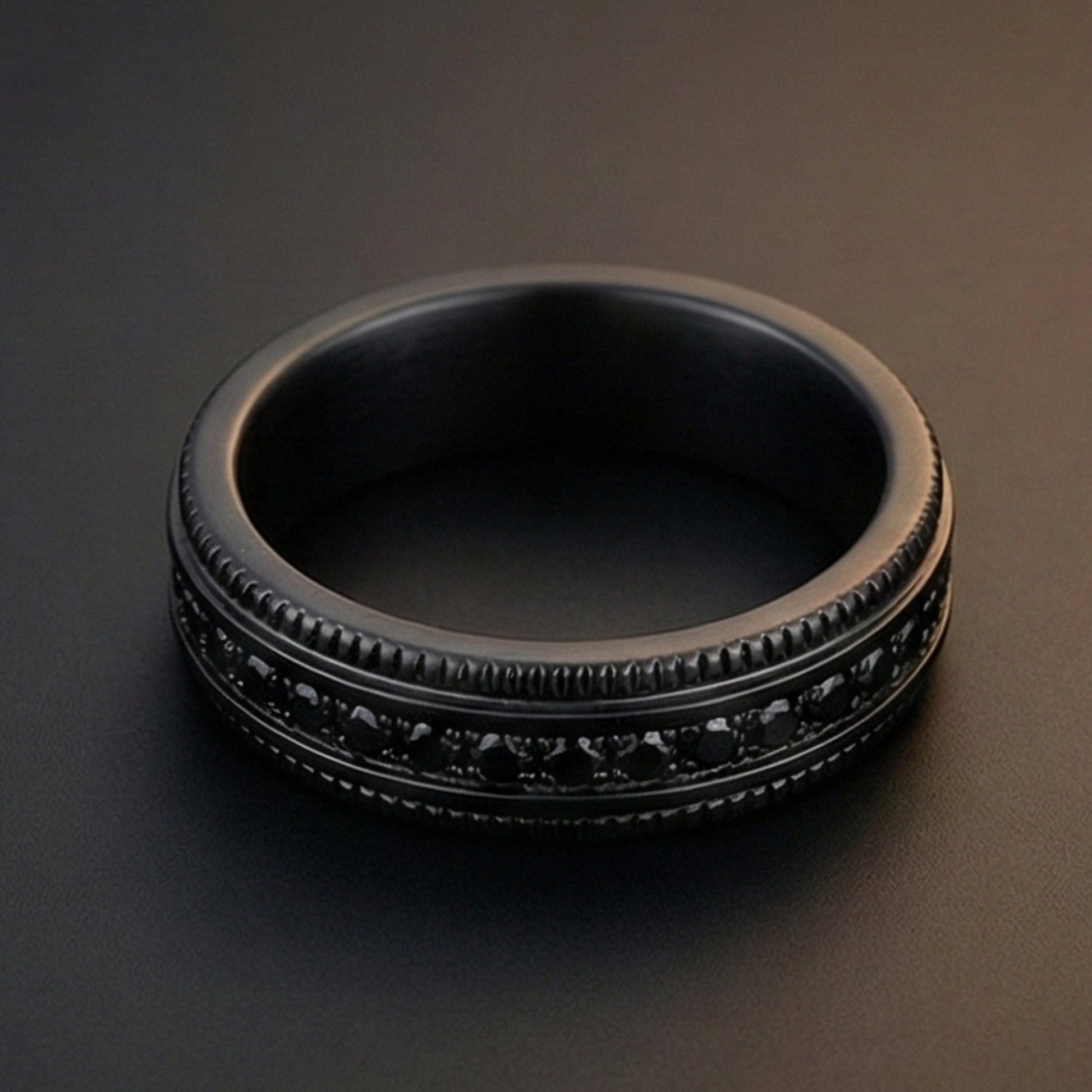 DARK CREST - Pure Stainless Steel Men’s Black-Plated Ring (Size : 17-22-27) - THE MEN THING