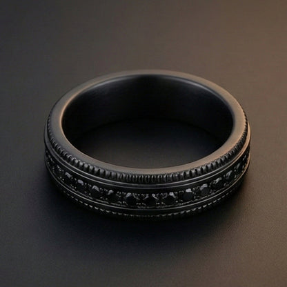 DARK CREST - Pure Stainless Steel Men’s Black-Plated Ring (Size : 17-22-27) - THE MEN THING