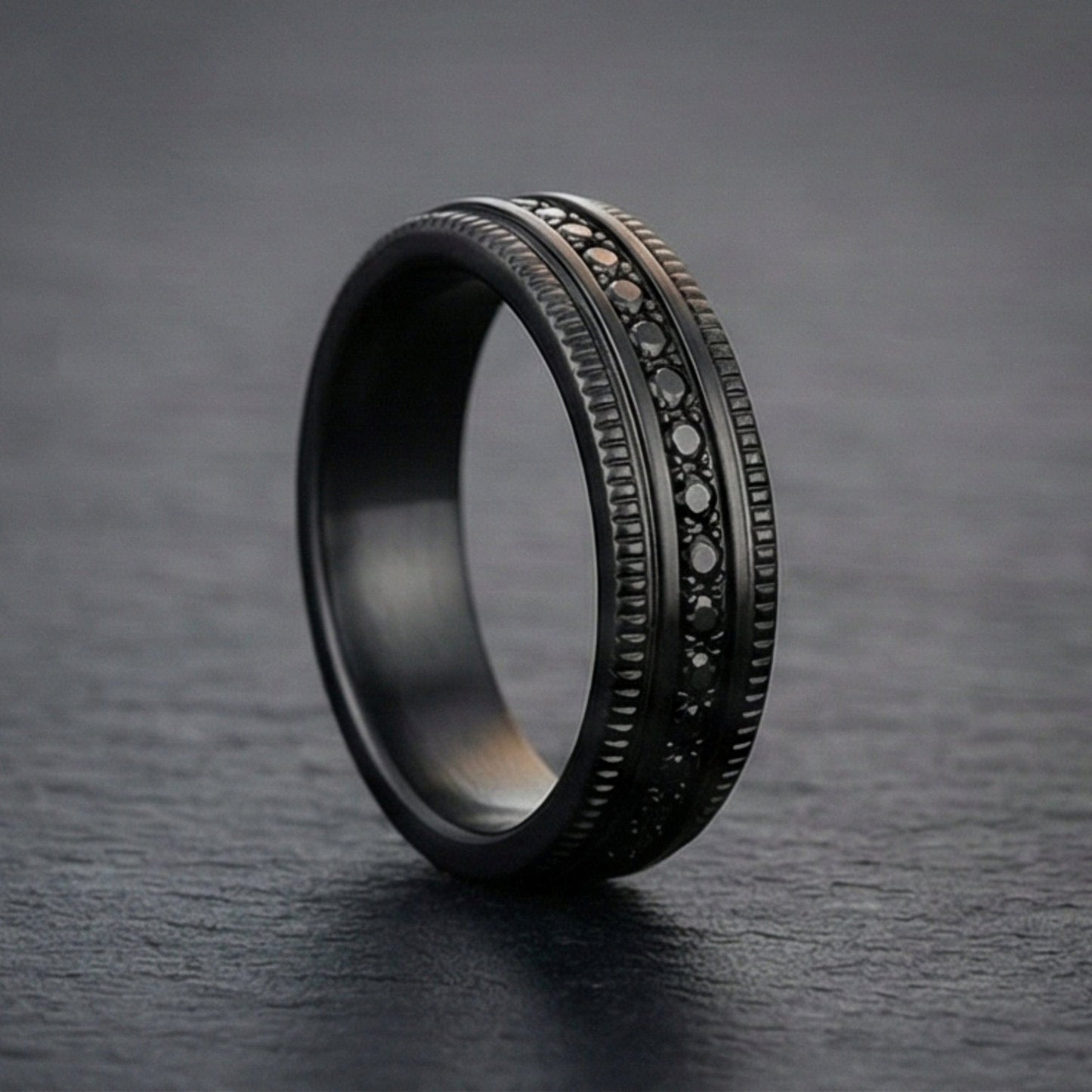 DARK CREST - Pure Stainless Steel Men’s Black-Plated Ring (Size : 17-22-27) - THE MEN THING