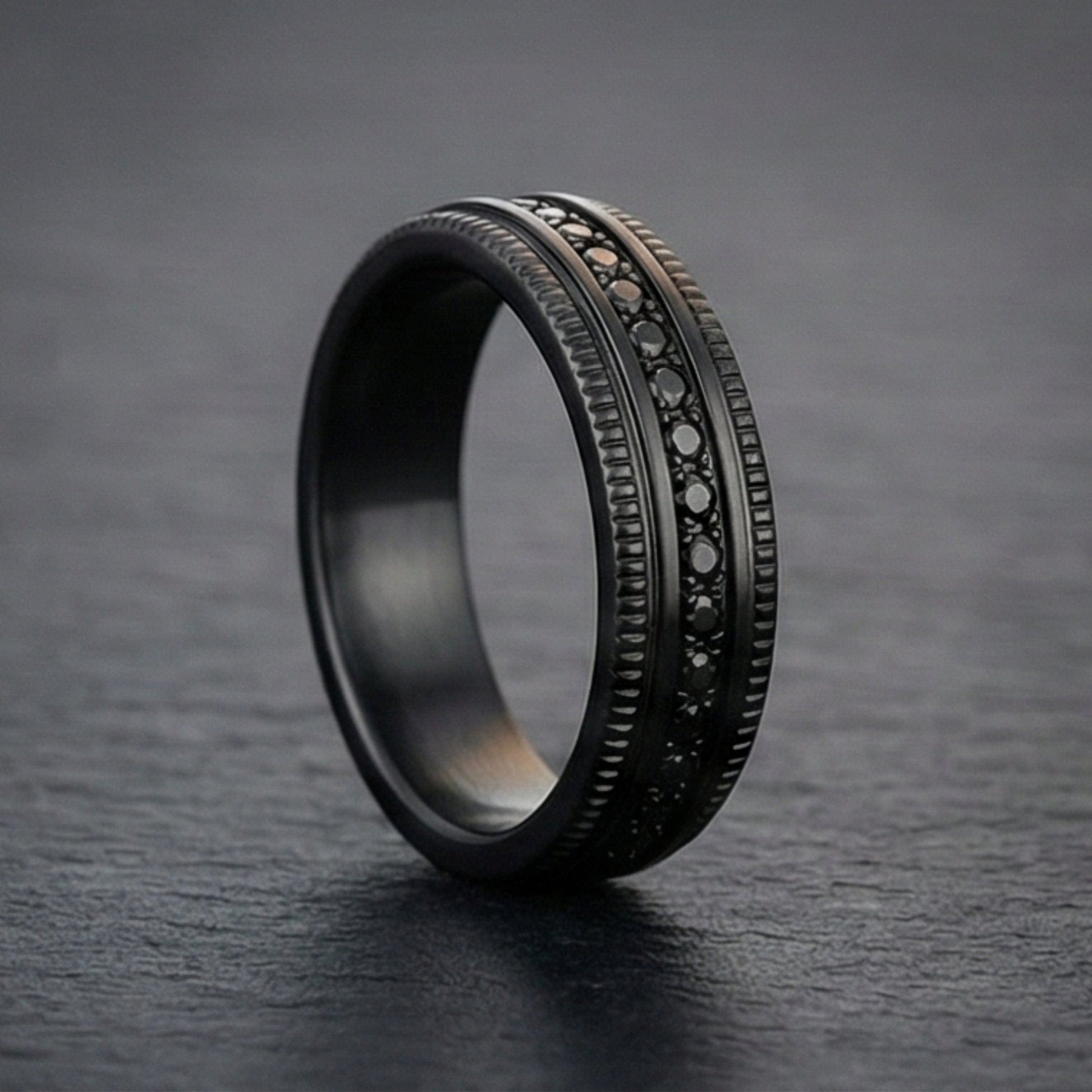 DARK CREST - Pure Stainless Steel Men’s Black-Plated Ring (Size : 17-22-27) - THE MEN THING