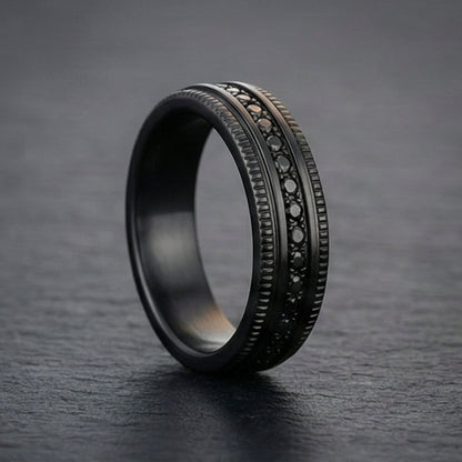 DARK CREST - Pure Stainless Steel Men’s Black-Plated Ring (Size : 17-22-27) - THE MEN THING