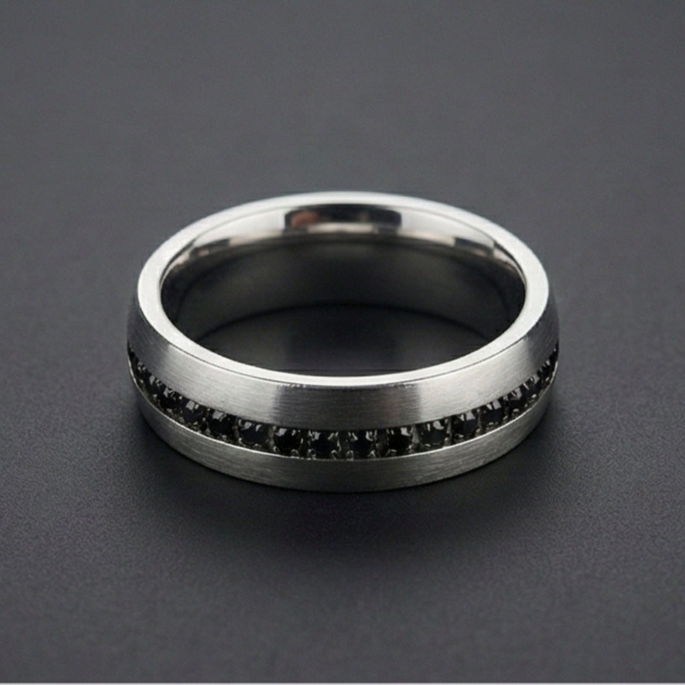 DARK INLAY GROOVE - STEEL - Pure Stainless Steel Men’s Steel-Plated Ring (Size : 17-22-27) - THE MEN THING