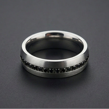DARK INLAY GROOVE - STEEL - Pure Stainless Steel Men’s Steel-Plated Ring (Size : 17-22-27) - THE MEN THING