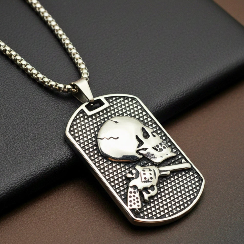 DEADSHOT TAG - 31mm Titanium Steel Pendant with 24inch Round Box 5mm Chain for Men & Boys - THE MEN THING