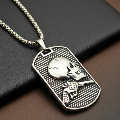 DEADSHOT TAG - 31mm Titanium Steel Pendant with 24inch Round Box 5mm Chain for Men & Boys - THE MEN THING