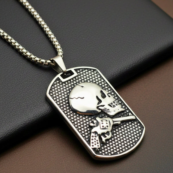 DEADSHOT TAG - 31mm Titanium Steel Pendant with 24inch Round Box 5mm Chain for Men & Boys