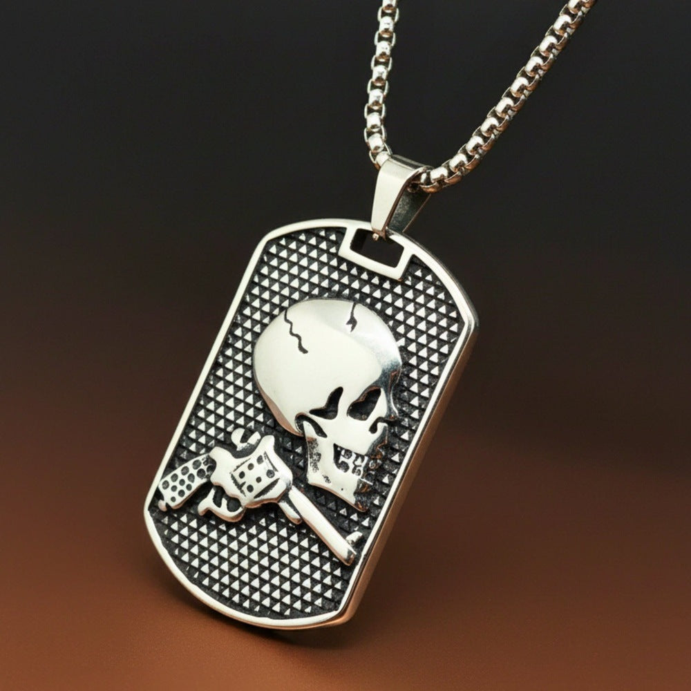 DEADSHOT TAG - 31mm Titanium Steel Pendant with 24inch Round Box 5mm Chain for Men & Boys - THE MEN THING