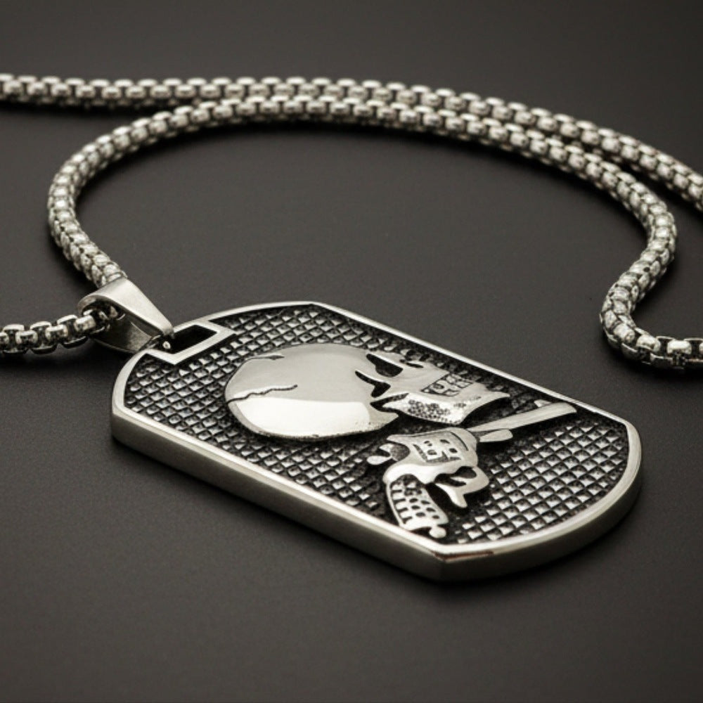 DEADSHOT TAG - 31mm Titanium Steel Pendant with 24inch Round Box 5mm Chain for Men & Boys - THE MEN THING