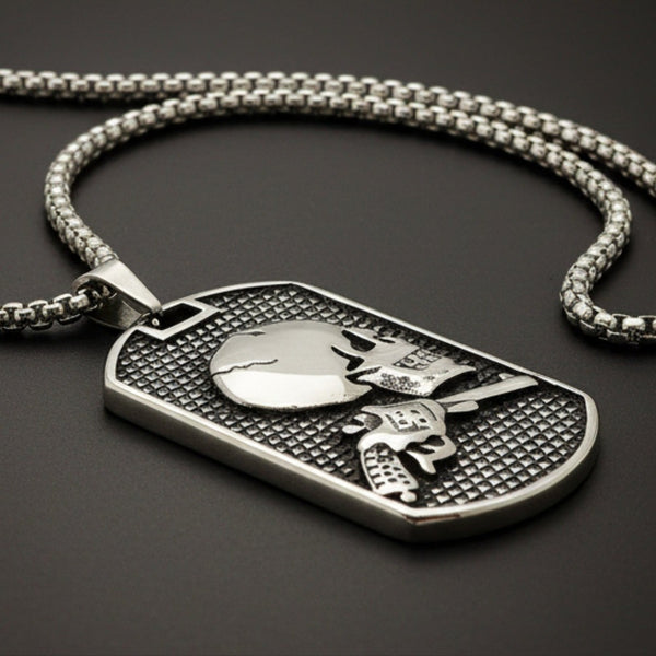 DEADSHOT TAG - 31mm Titanium Steel Pendant with 24inch Round Box 5mm Chain for Men & Boys