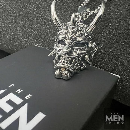 DEAMON MASK - Pure Titanium Steel Pendant with 24inch Round Box Chain for Men & Boys - THE MEN THING
