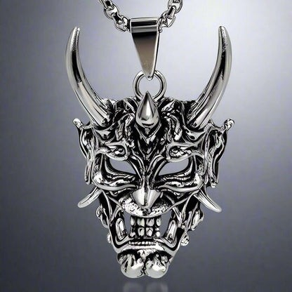 DEAMON MASK - Pure Titanium Steel Pendant with 24inch Round Box Chain for Men & Boys - THE MEN THING