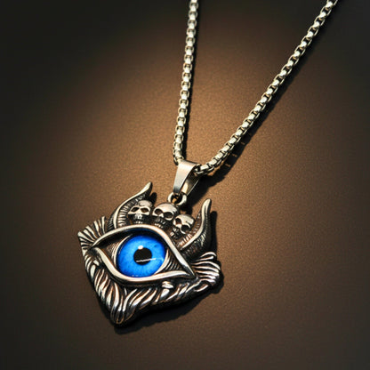 DEMON EYE - 41mm Titanium Steel Pendant with 24inch Round Box 5mm Chain for Men & Boys - THE MEN THING