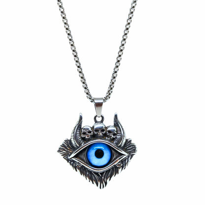 DEMON EYE - 41mm Titanium Steel Pendant with 24inch Round Box 5mm Chain for Men & Boys - THE MEN THING