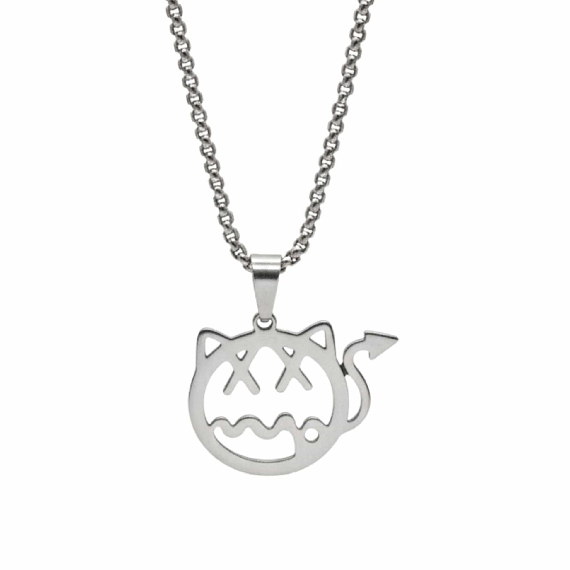 DEVIL CAT - 31mm Pure Titanium Steel Pendant with 28inch Round Box 4mm Chain for Men & Boys - THE MEN THING