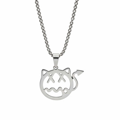 DEVIL CAT - 31mm Pure Titanium Steel Pendant with 28inch Round Box 4mm Chain for Men & Boys - THE MEN THING
