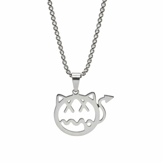 DEVIL CAT - 31mm Pure Titanium Steel Pendant with 28inch Round Box 4mm Chain for Men & Boys - THE MEN THING