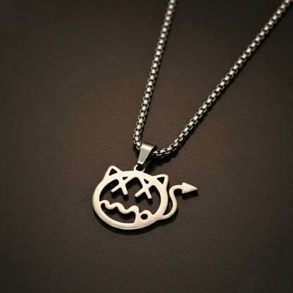 DEVIL CAT - 31mm Pure Titanium Steel Pendant with 28inch Round Box 4mm Chain for Men & Boys - THE MEN THING