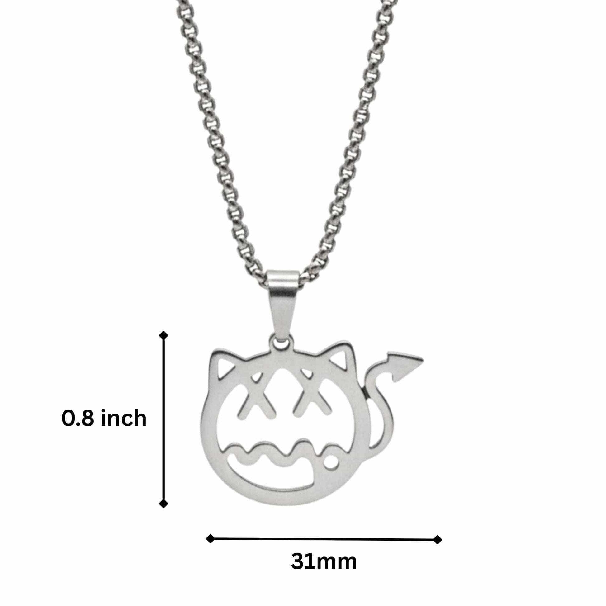 DEVIL CAT - 31mm Pure Titanium Steel Pendant with 28inch Round Box 4mm Chain for Men & Boys - THE MEN THING