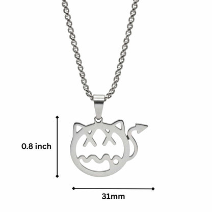 DEVIL CAT - 31mm Pure Titanium Steel Pendant with 28inch Round Box 4mm Chain for Men & Boys - THE MEN THING
