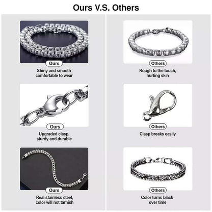 DIAMOND-CUT CUBAN CHAIN - 6mm Pure  Stainless Steel Chain - 21.5inch for Men & Boys - THE MEN THING