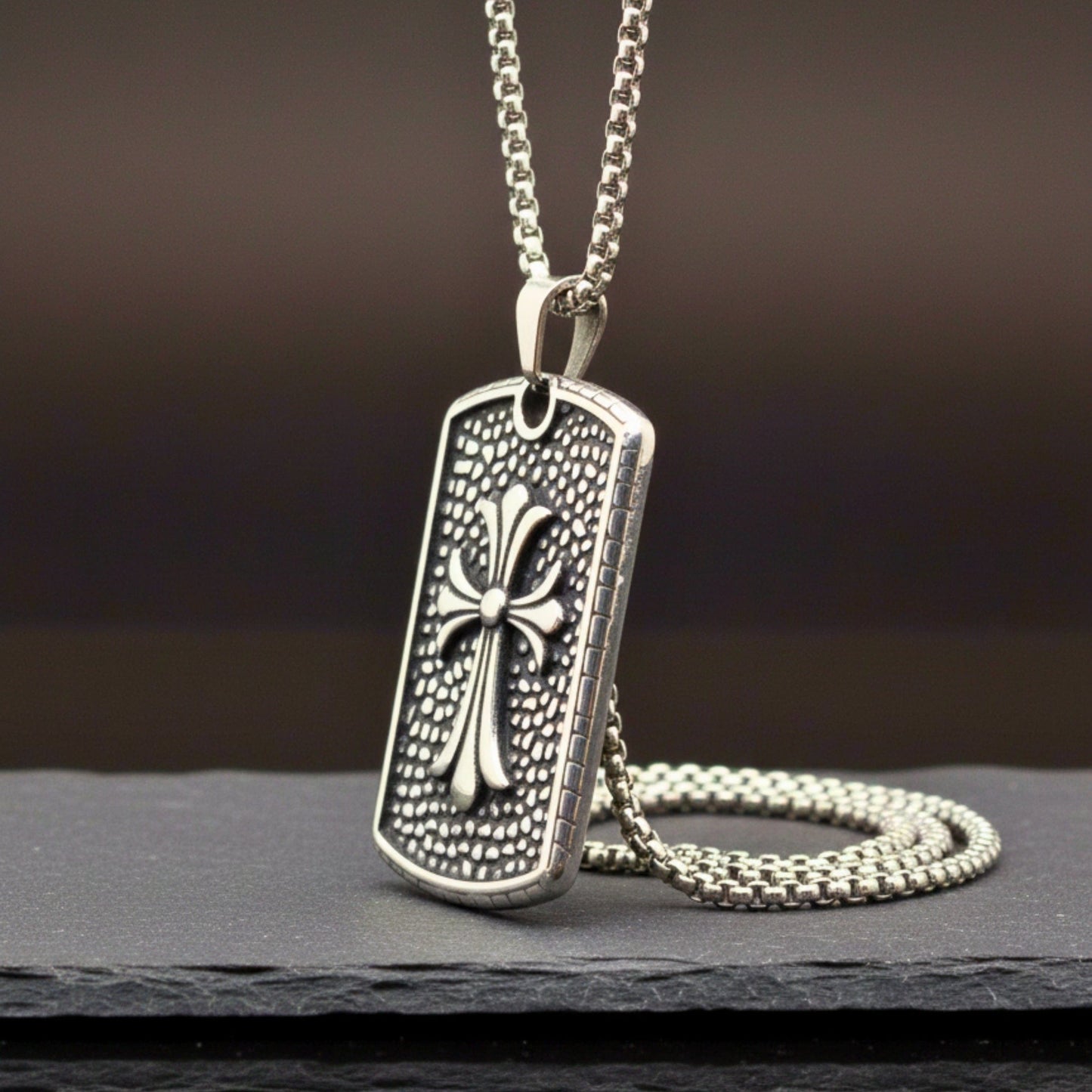 DIVINE FAITH - 31mm Titanium Steel Pendant with 24inch Round Box 4mm Chain for Men & Boys - THE MEN THING