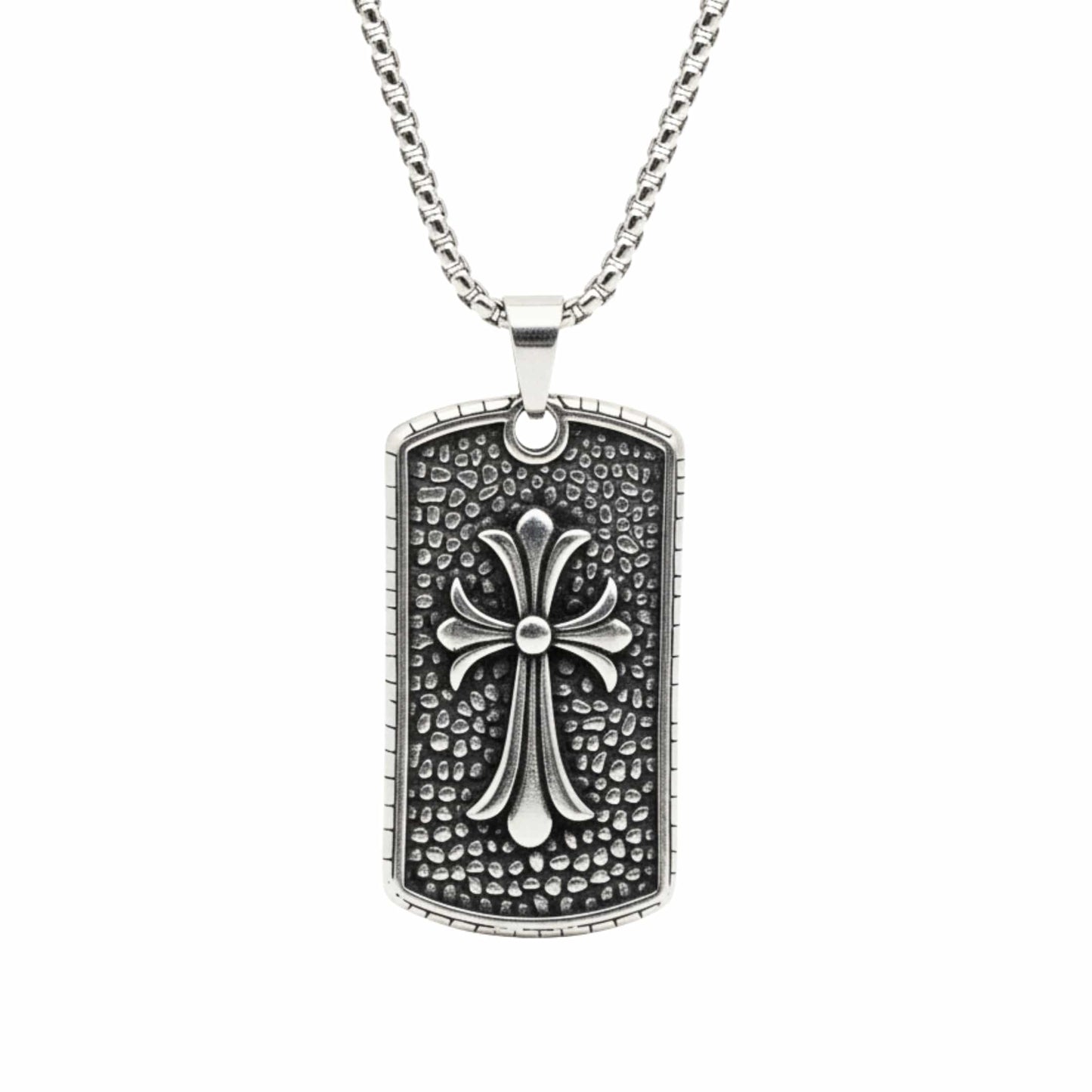 DIVINE FAITH - 31mm Titanium Steel Pendant with 24inch Round Box 4mm Chain for Men & Boys - THE MEN THING