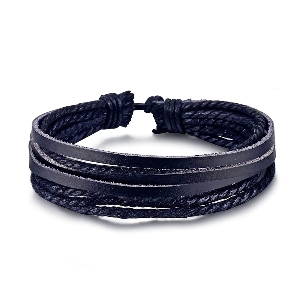 DOMINATOR CUFF - Genuine Braided Leather Bracelet Set for Men & Boys (8 inch) - THE MEN THING
