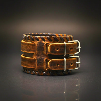 DOMINION FORGE - 56mm Brown Genuine Leather Adjustable Bracelet for Men & Boys (8 inch) - THE MEN THING
