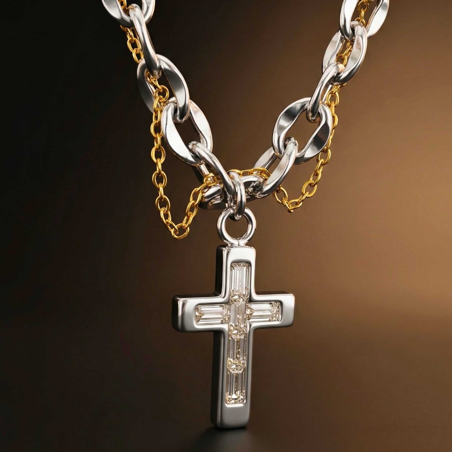 DOMINUS CROSS - 17mm Titanium Steel Pendant with 20 to 21inch Adjustable Oval 8mm Chain for Men & Boys — SS Pendant/ Necklace for Men | THE MEN THING