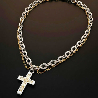 DOMINUS CROSS - 17mm Titanium Steel Pendant with 20 to 21inch Adjustable Oval 8mm Chain for Men & Boys — SS Pendant/ Necklace for Men | THE MEN THING