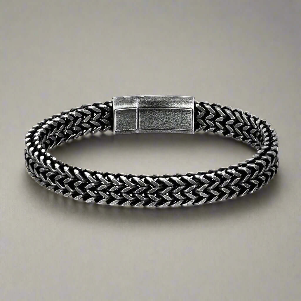 DOUBLE FRANCO LINK -  12mm Pure Titanium Steel Bracelet, Biker Punk Style Bracelet for Men & Boy (8 inch) - THE MEN THING