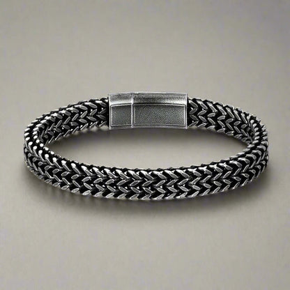 DOUBLE FRANCO LINK -  12mm Pure Titanium Steel Bracelet, Biker Punk Style Bracelet for Men & Boy (8 inch) - THE MEN THING