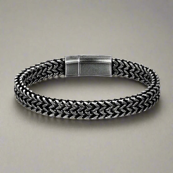 DOUBLE FRANCO LINK -  12mm Pure Titanium Steel Bracelet, Biker Punk Style Bracelet for Men & Boy (8 inch)