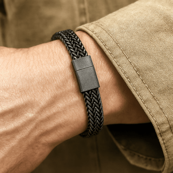 DOUBLE FRANCO LINK -  12mm Pure Titanium Steel Bracelet, Biker Punk Style Bracelet for Men & Boy (8 inch)
