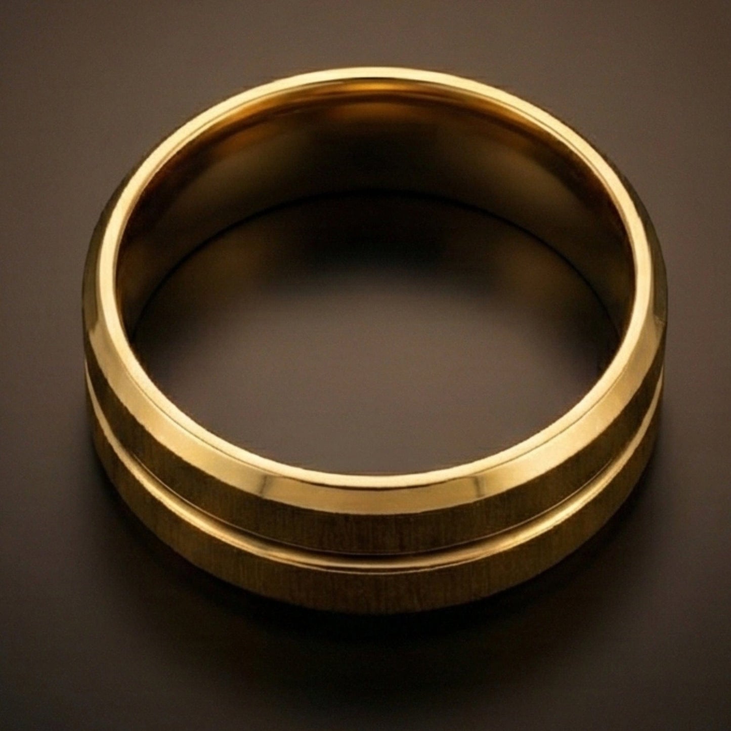 DOUBLE GROOVE  - Pure Stainless Steel Men’s Gold Plated Ring (Size : 17-22-27) - THE MEN THING