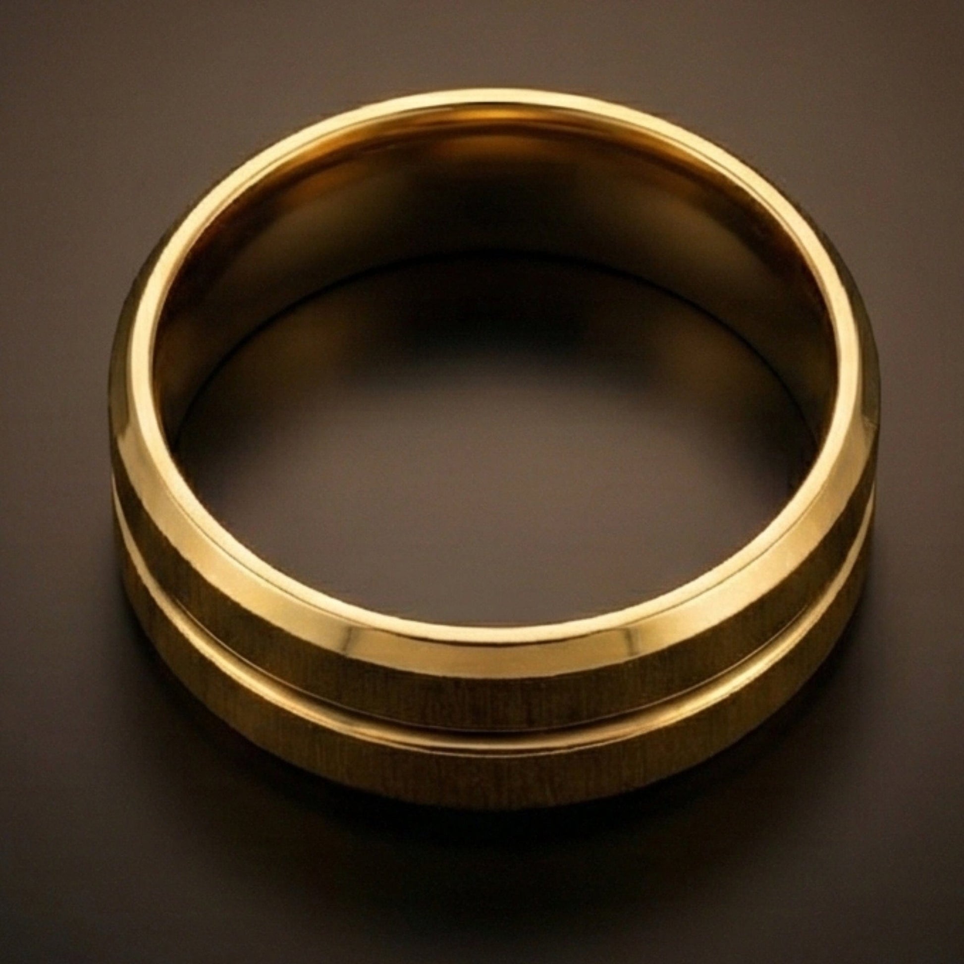DOUBLE GROOVE  - Pure Stainless Steel Men’s Gold Plated Ring (Size : 17-22-27) - THE MEN THING