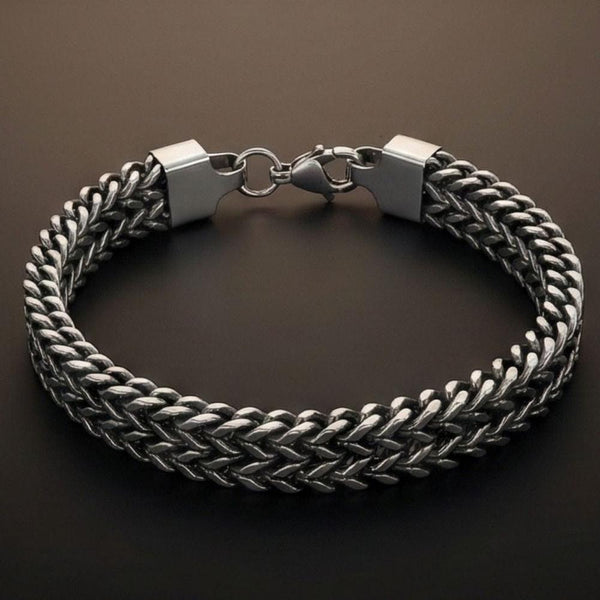 DOUBLE IRON LINK - 12mm Pure Titanium Steel Bracelet for Men & Boy (9 inch)