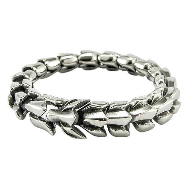 DRACO - 15mm Pure Titanium Steel Bracelet, Bracelet with hook buckle for Men & Boy (8inch) - THE MEN THING