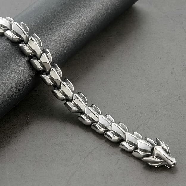 DRACO - 15mm Pure Titanium Steel Bracelet, Bracelet with hook buckle for Men & Boy (8inch) - THE MEN THING