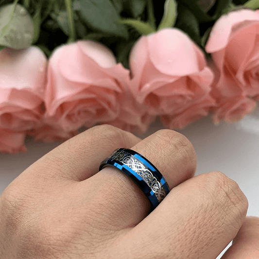DRACONIC BLUE - Titanium Steel Ring for Men and Boys (Size-22) - THE MEN THING