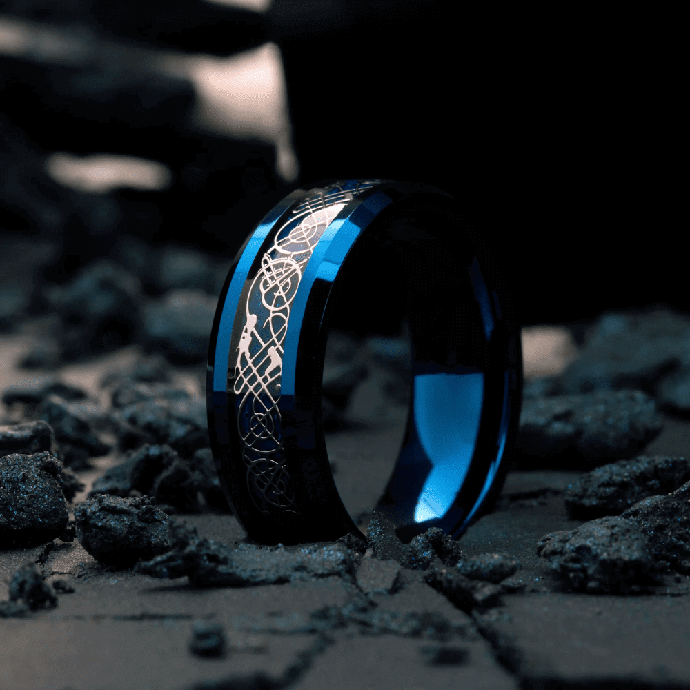 DRACONIC BLUE - Titanium Steel Ring for Men and Boys (Size-22) - THE MEN THING