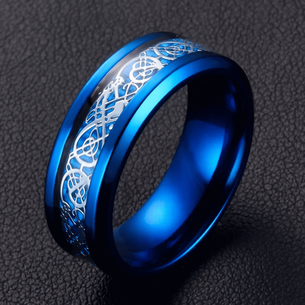 DRACONIC BLUE - Titanium Steel Ring for Men and Boys (Size-22) - THE MEN THING