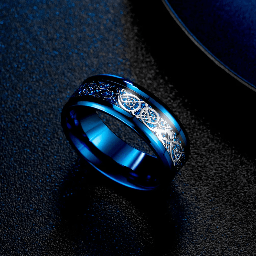 DRACONIC BLUE - Titanium Steel Ring for Men and Boys (Size-22) - THE MEN THING