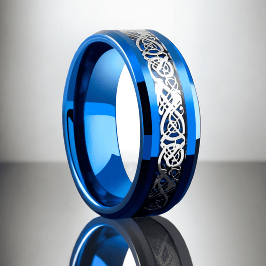 DRACONIC BLUE - Titanium Steel Ring for Men and Boys (Size-22) - THE MEN THING