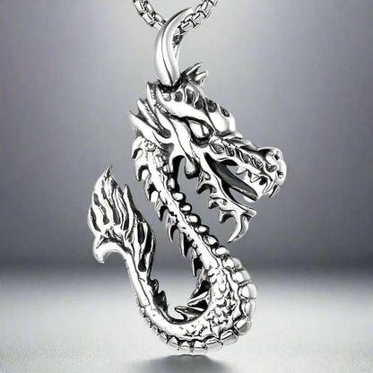 DRAGON FIRE -  Alloy Pendant with Pure Stainless Steel 24inch Chain for Men, American trending Style - Round Box Chain & Pendant for Men & Boy - THE MEN THING