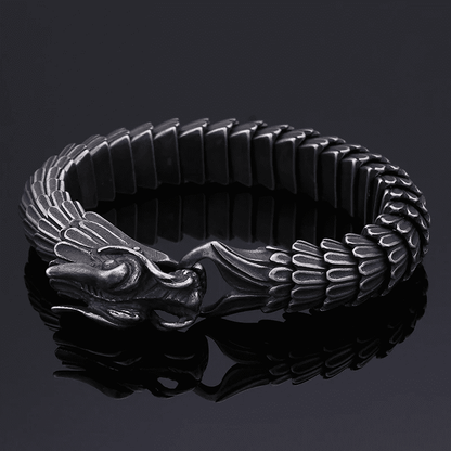 DRAGON SCALE - 13mm Pure Titanium Steel Bracelet, Black Plated Antique Matt Finish Bracelet for Men & Boy (8inch) - THE MEN THING