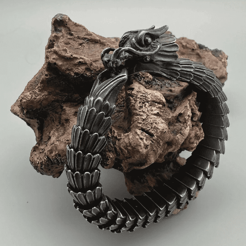 DRAGON SCALE - 13mm Pure Titanium Steel Bracelet, Black Plated Antique Matt Finish Bracelet for Men & Boy (8inch) - THE MEN THING