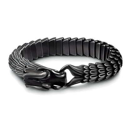 DRAGON SCALE - 13mm Pure Titanium Steel Bracelet, Black Plated Antique Matt Finish Bracelet for Men & Boy (8inch) - THE MEN THING