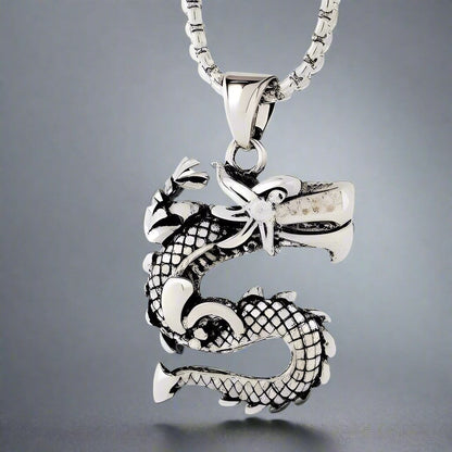 DRAGON WATCH  -  Pure Titanium Steel Pendant with 24inch Round Box Chain for Men & Boys - THE MEN THING